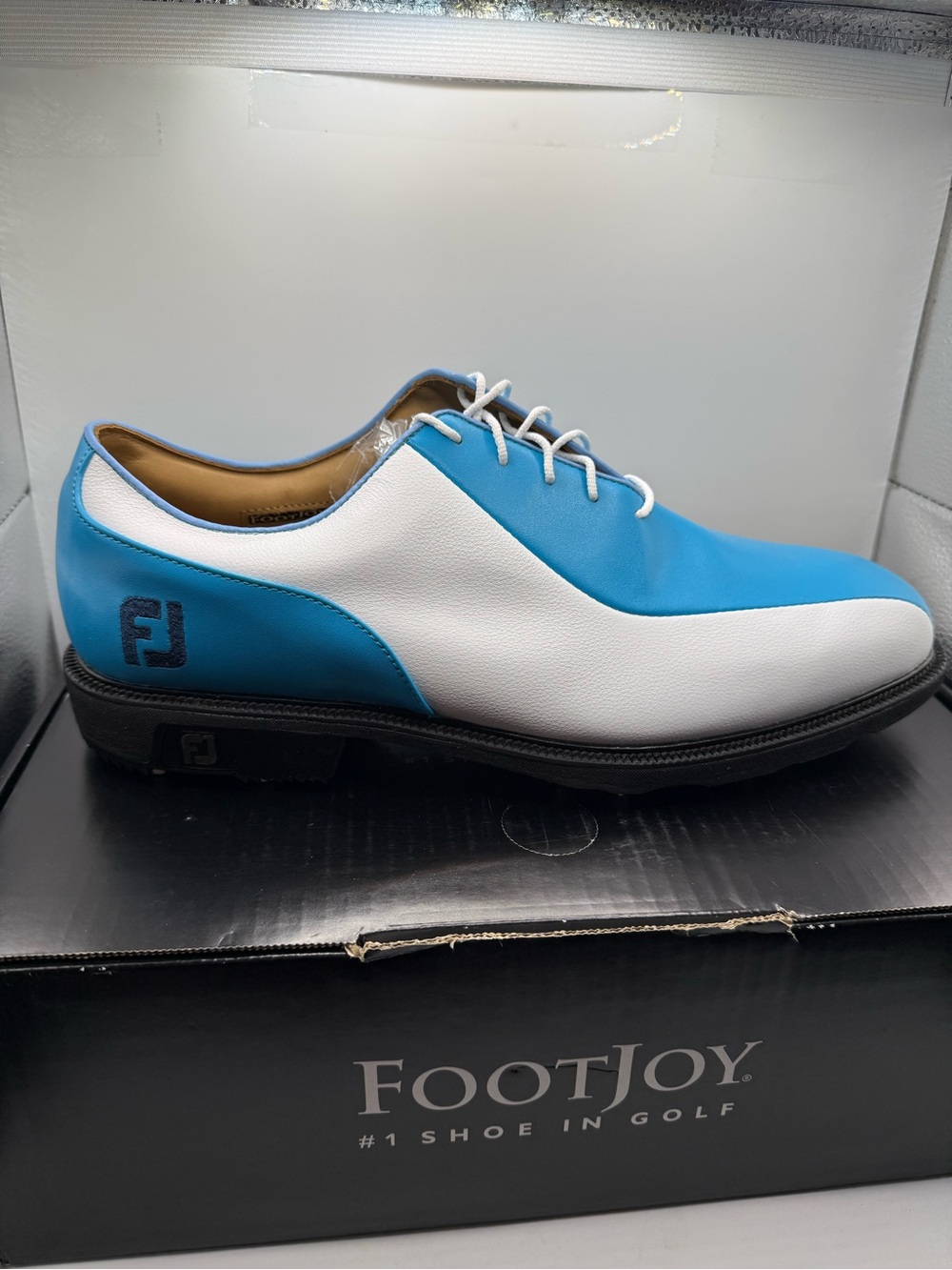 Footjoy Icon Bicycle Toe Turquoise Blue And White MyJoys Men’s Size 12 W 52080